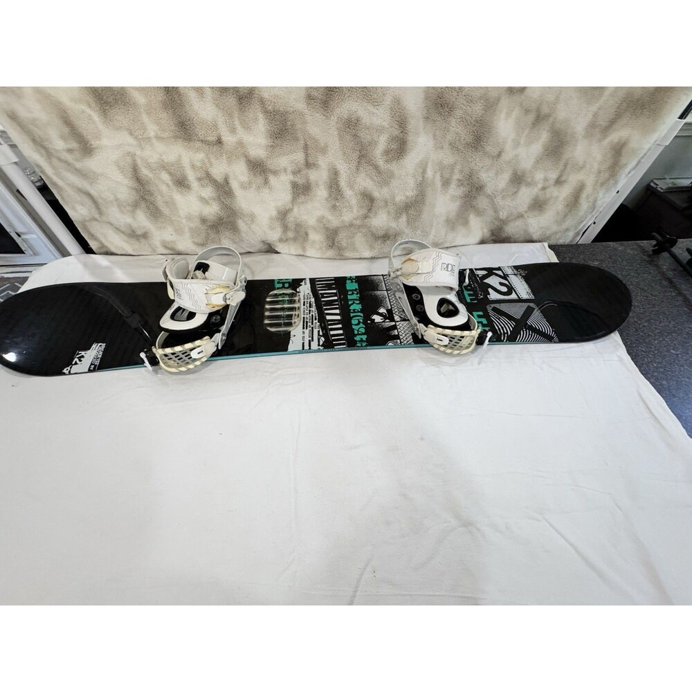 K2 First Lite Women’s Snowboard Ride LXh Bindings Black Teal Beginner All Mtn.